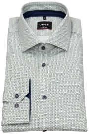 Venti Hemd - Body Fit - Kentkragen - Print - Kontrastknöpfe - braun