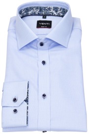 Venti Shirt - Body Fit - Kent Collar - Structure - Contrast Buttons - Light Blue