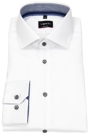Venti Hemd - Body Fit - Kentkragen - Twill - Kontrastknöpfe - weiß - ohne OVP