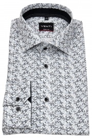 Venti Hemd - Body Fit Stretch - Print - schwarz / weiß