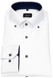 Venti Hemd - Modern Fit - Button Down - Kontrastknöpfe - weiß