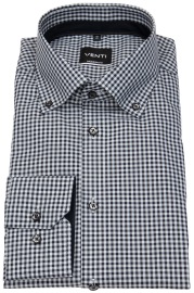 Venti Hemd - Modern Fit - Button Down Kragen - kariert - anthrazit / weiß