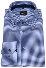 Venti Hemd - Modern Fit - Button Down Kragen - kariert - blau / hellblau