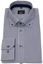 Venti Hemd - Modern Fit - Button Down Kragen - kariert - dunkelblau / weiß