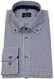 Venti Hemd - Modern Fit - Button Down Kragen - kariert - dunkelblau / weiß