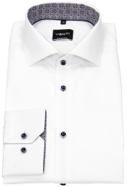 Venti Hemd - Modern Fit - Haifischkragen - Twill - Kontrastknöpfe - weiß