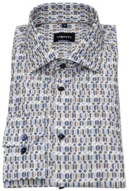 Venti Shirt - Modern Fit - Kent Collar - Contrast Buttons - Print - Multicolored