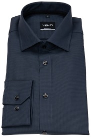 Venti Shirt - Modern Fit - Structure - Contrast Buttons - Black
