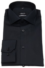 Venti Hemd - Modern Fit - Twill - schwarz - extra langer Arm 72cm