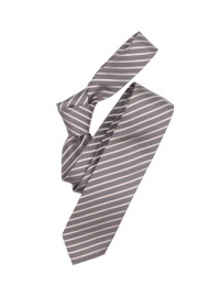 Venti Silk Tie - Slim - Beige / Anthracite Striped