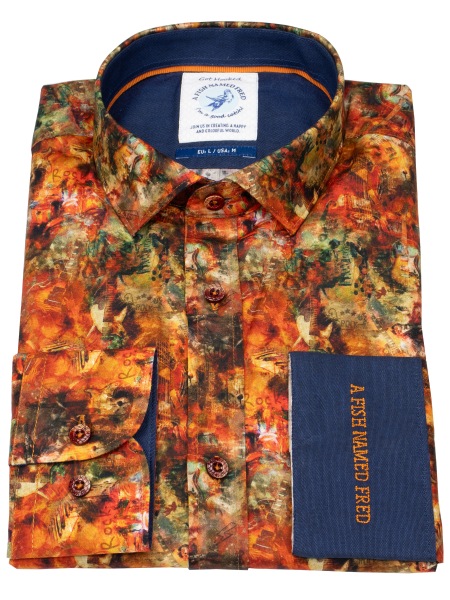 A Fish Named Fred Hemd - Modern Fit - Print - Rockmusik - rotorange - 32.018 451 