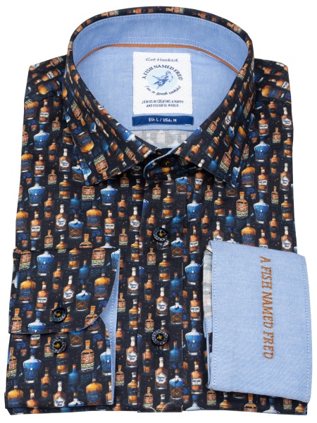A Fish Named Fred Hemd - Modern Fit - Print - Spirituosen - dunkelblau - 32.001 604 