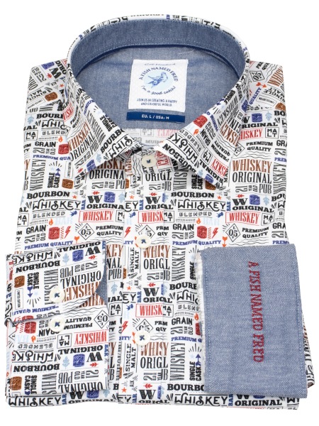 A Fish Named Fred Hemd - Modern Fit - Print - Wiskey - mehrfarbig - 32.009 101 