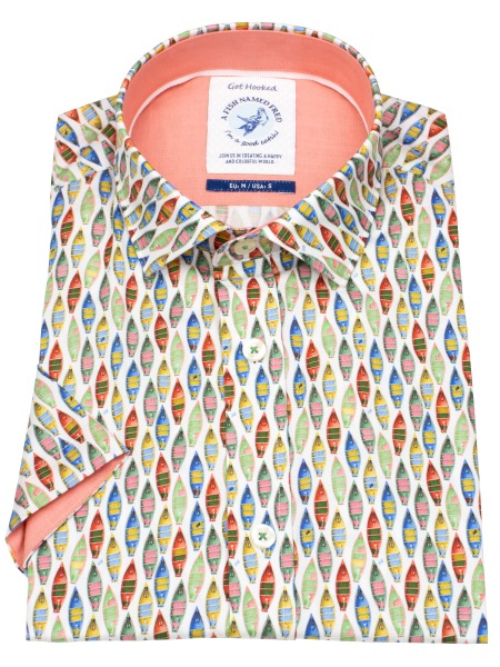 A Fish Named Fred Kurzarmhemd - Modern Fit - Boote - mehrfarbig - 31.067 072 