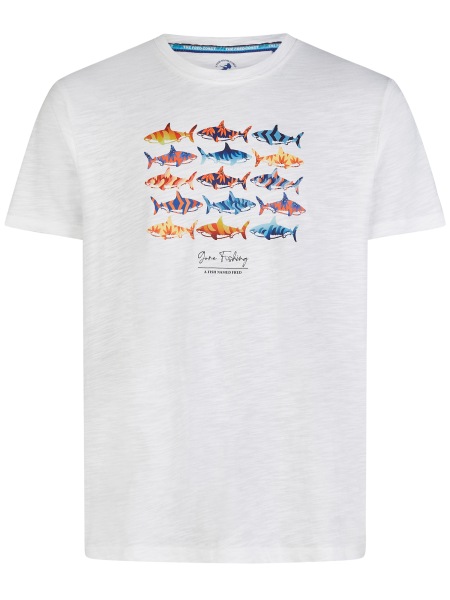 A Fish Named Fred T-Shirt - Modern Fit - Rundhals - Haifische - weiß - 28.401 101 