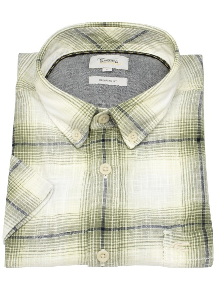 Camel Active Kurzarmhemd - Regular Fit - Button Down - kariert - grün - ohne OVP - 409261 5S61 70 
