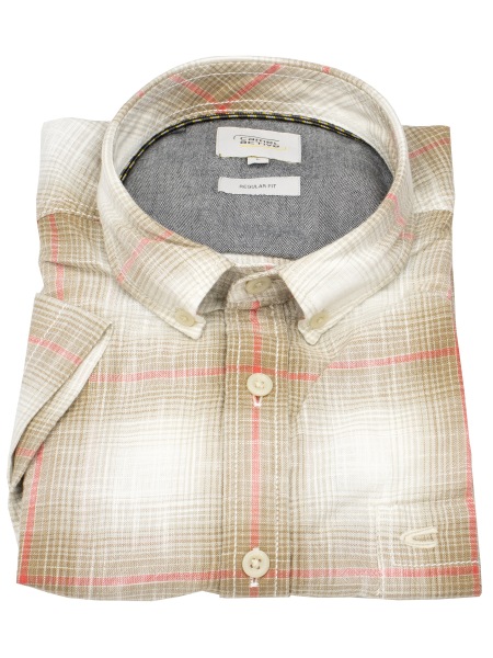 Camel Active Kurzarmhemd - Regular Fit - Button Down - kariert - rot / braun - 409261 5S61 50 