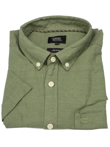 Camel Active Kurzarmhemd - Regular Fit - Button Down - Leinen - grün - 409256 5S56 34 