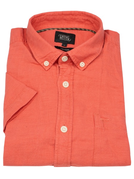 Camel Active Kurzarmhemd - Regular Fit - Button Down - Leinen - rot - 409256 5S56 50 
