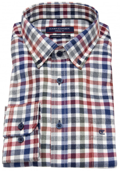 Casa Moda Flanellhemd - Casual Fit - Button Down Kragen - kariert - mehrfarbig - 423927000 400 