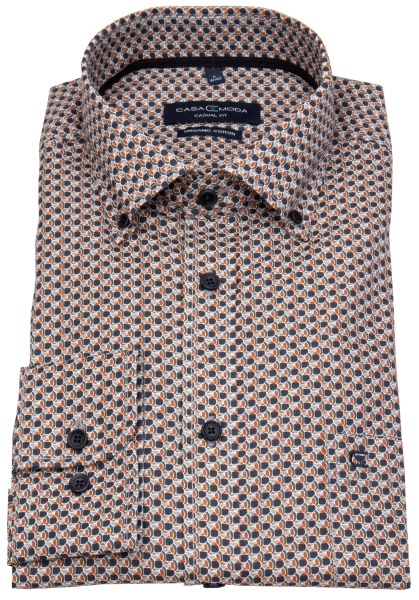Casa Moda Hemd - Casual Fit - Button Down - Bio Baumwolle - Print - mehrfarbig - 434113000 450 