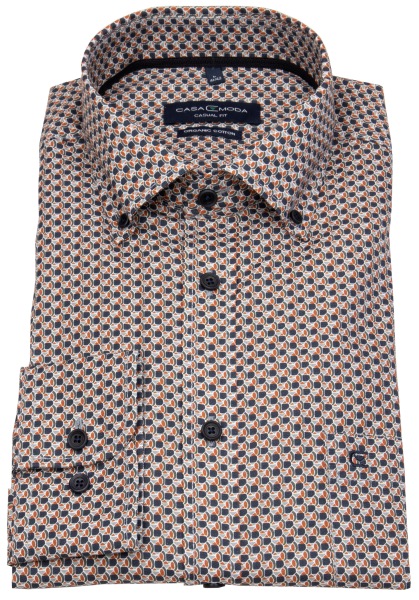 Casa Moda Hemd - Casual Fit - Button Down - Bio Baumwolle - Print - mehrfarbig - 434113000 450 