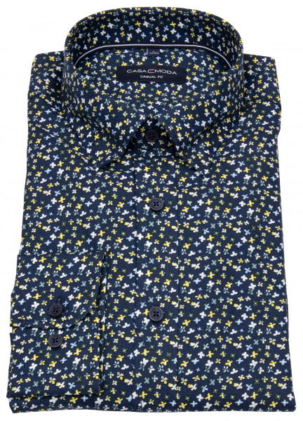 Casa Moda Hemd - Casual Fit - Under Button Down - blau / gelb - 72cm Arm - 413713502 100 