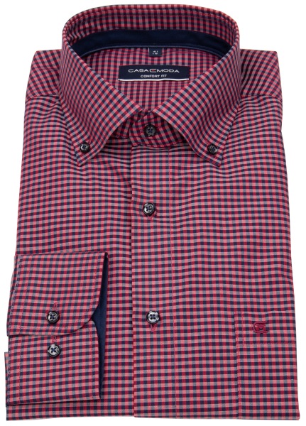 Casa Moda Hemd - Comfort Fit - Button Down Kragen - kariert - rot / dunkelblau - 313650300 400 