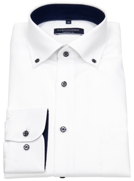 Casa Moda Hemd - Comfort Fit - Button Down Kragen - Struktur - weiß - ohne OVP - 334148500 000 