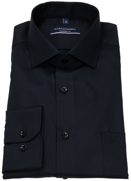 Casa Moda Hemd - Comfort Fit - Kentkragen - Twill - schwarz - extra langer 69cm Arm - 006889 800 