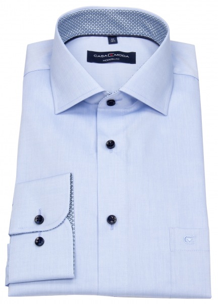 Casa Moda Hemd - Modern Fit - Patch - Kontrastknöpfe - hellblau - 393311000 115 