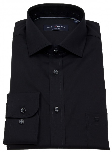 Casa Moda Hemd - Modern Fit - schwarz - extra langer Arm 72cm - 006532 800 