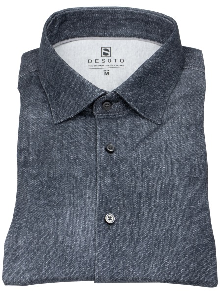 DESOTO Hemd - Slim Fit - Jersey - Kentkragen - dunkelblau - 87328-3 748 