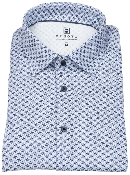DESOTO Hemd - Slim Fit - Jersey - Kentkragen - Print - hellblau / dunkelblau - 87128-3 526 