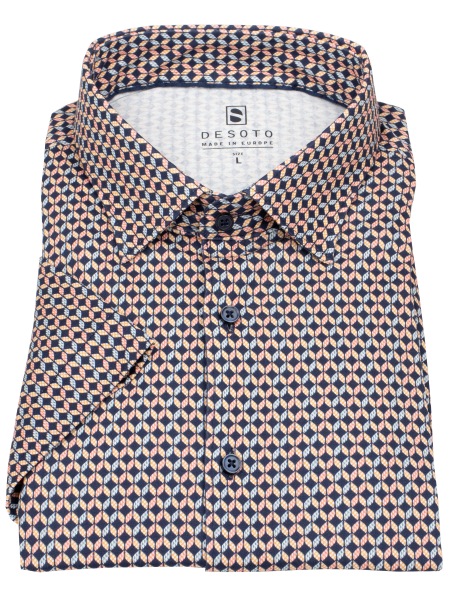 DESOTO Kurzarmhemd - Slim Fit - Jersey - Kentkragen - Print - mehrfarbig - 82132-3 322 