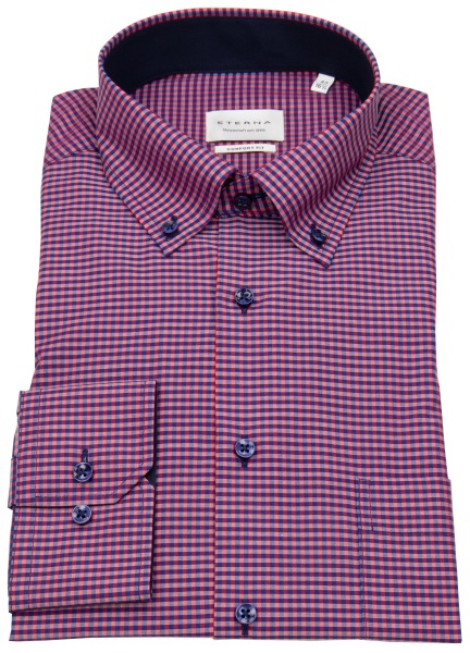 Eterna Hemd - Comfort Fit - Button Down - rot / dunkelblau - ohne OVP - 8913 E146 58 