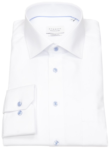 Eterna Hemd - Comfort Fit - Cover Shirt - extra blickdicht - Kontrastknöpfe - weiß - 8824 E19K 00 