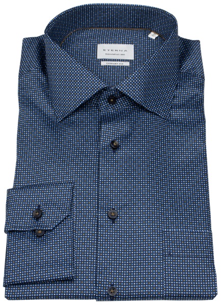 Eterna Hemd - Comfort Fit - Kentkragen - Print - blau / beige - 1054 E19K 16 