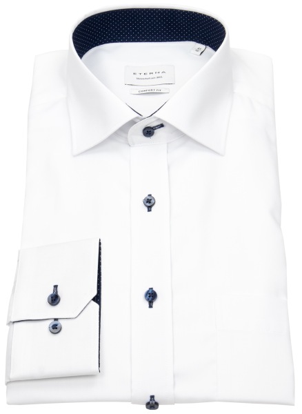 Eterna Hemd - Comfort Fit - Oxford - Kontrastknöpfe - weiß - 8100 E137 00 