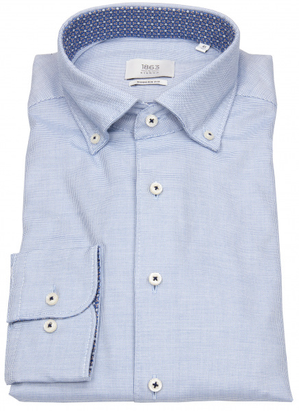 Eterna Hemd - Modern Fit - Button Down - 1863 - Two Ply - blau / weiß - ohne OVP - 8189 XS44 14 