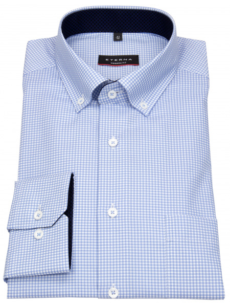 Eterna Hemd - Modern Fit - Button Down - kariert - hellblau / weiß - 3720 X14U 12 