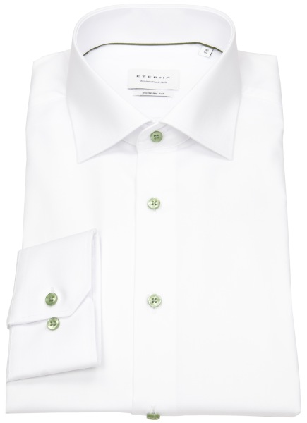 Eterna Hemd - Modern Fit - Cover Shirt - extra blickdicht - Kontrastknöpfe - weiß - 8826 X18K 00 