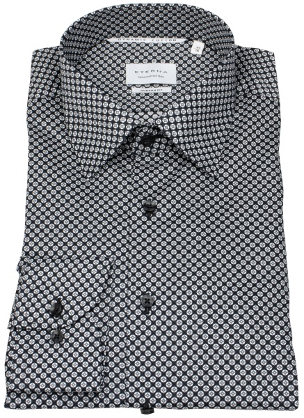 Eterna Hemd - Modern Fit - Dynamic Cotton - Print - schwarz / grau - 1216 X171 38 