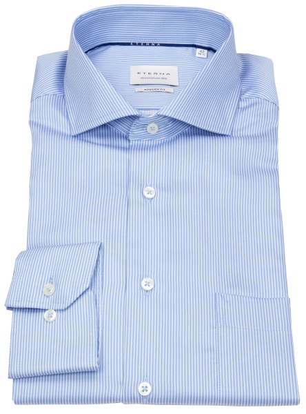 Eterna Hemd - Modern Fit - Haikragen - Streifen - hellblau / weiß - 4044 X18V 12 