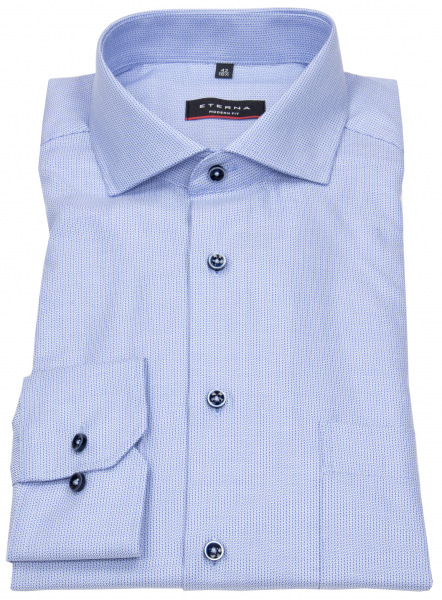 Eterna Hemd - Modern Fit - Kentkragen - Struktur - Kontrastknöpfe - blau / hellblau - 8204 X18V 12 