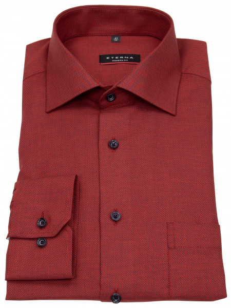 Eterna Hemd - Modern Fit - Kentkragen - Struktur - Kontrastknöpfe - rot - 8183 X169 56 