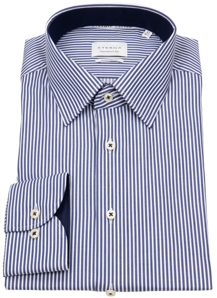 Eterna Hemd - Modern Fit - Natural Stretch - Streifen - blau - extra langer 68cm Arm - 2130 X151 19 Al=68 