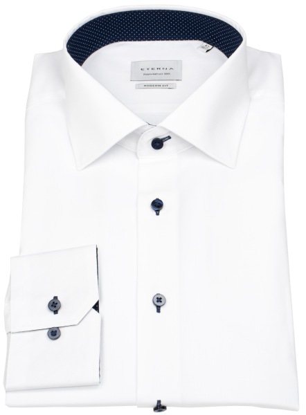 Eterna Hemd - Modern Fit - Oxford - Kontrastknöpfe - weiß - 8100 X13K 00 