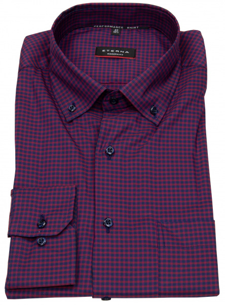 Eterna Hemd - Modern Fit - Performance Shirt - Button Down - rot / dunkelblau - ohne OVP - 4051 X18U 58 