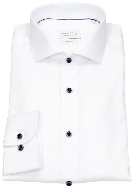 Eterna Hemd - Slim Fit - Cover Shirt - extra blickdicht - Kontrastknöpfe - weiß - 8827 F182 00 